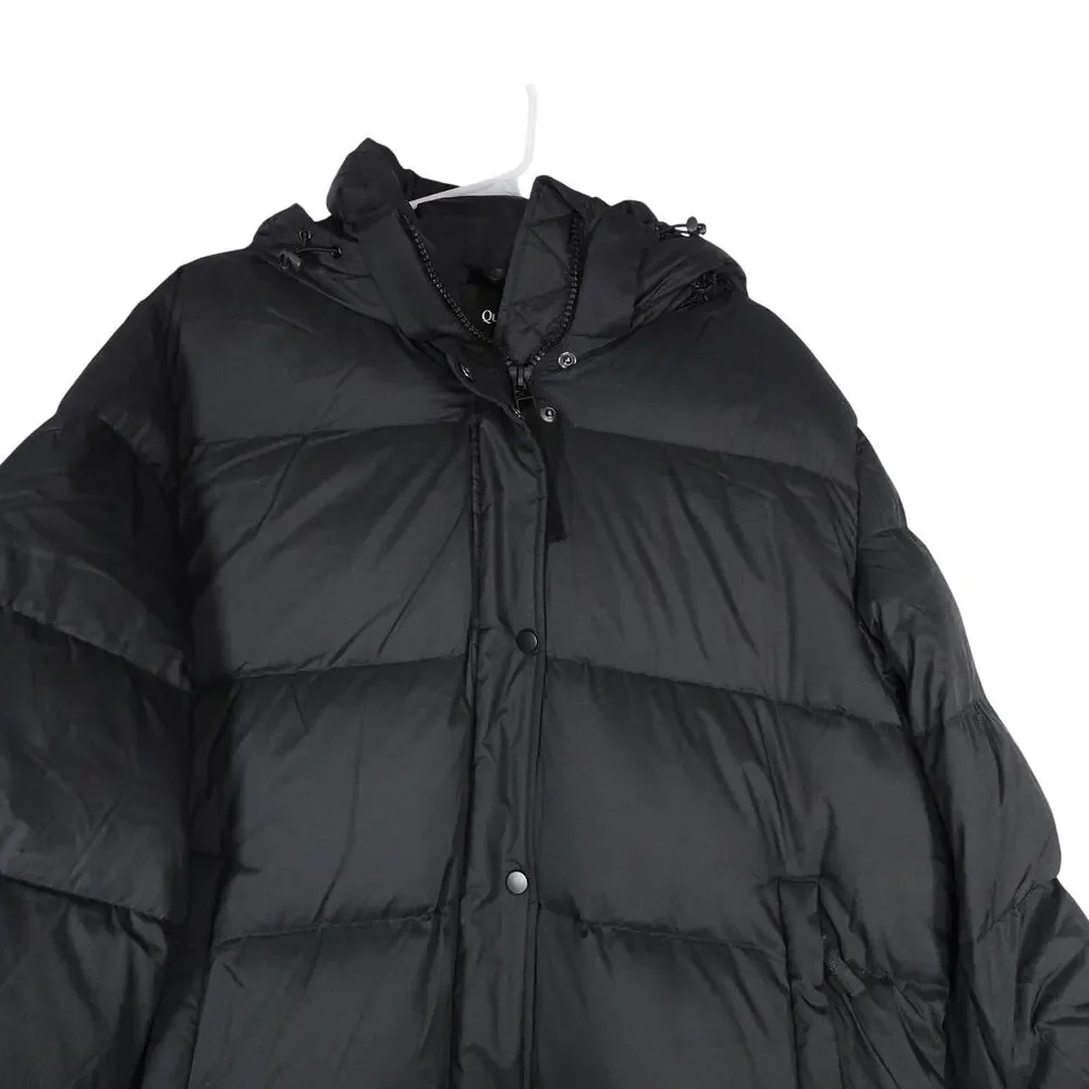NWOT Quince Women's Responsible Down Long Puffer Jacket XL Hooded Black $200 Y2K